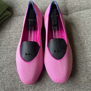 Rothy's Hot Pink Knit Flats with Black Toe Panel